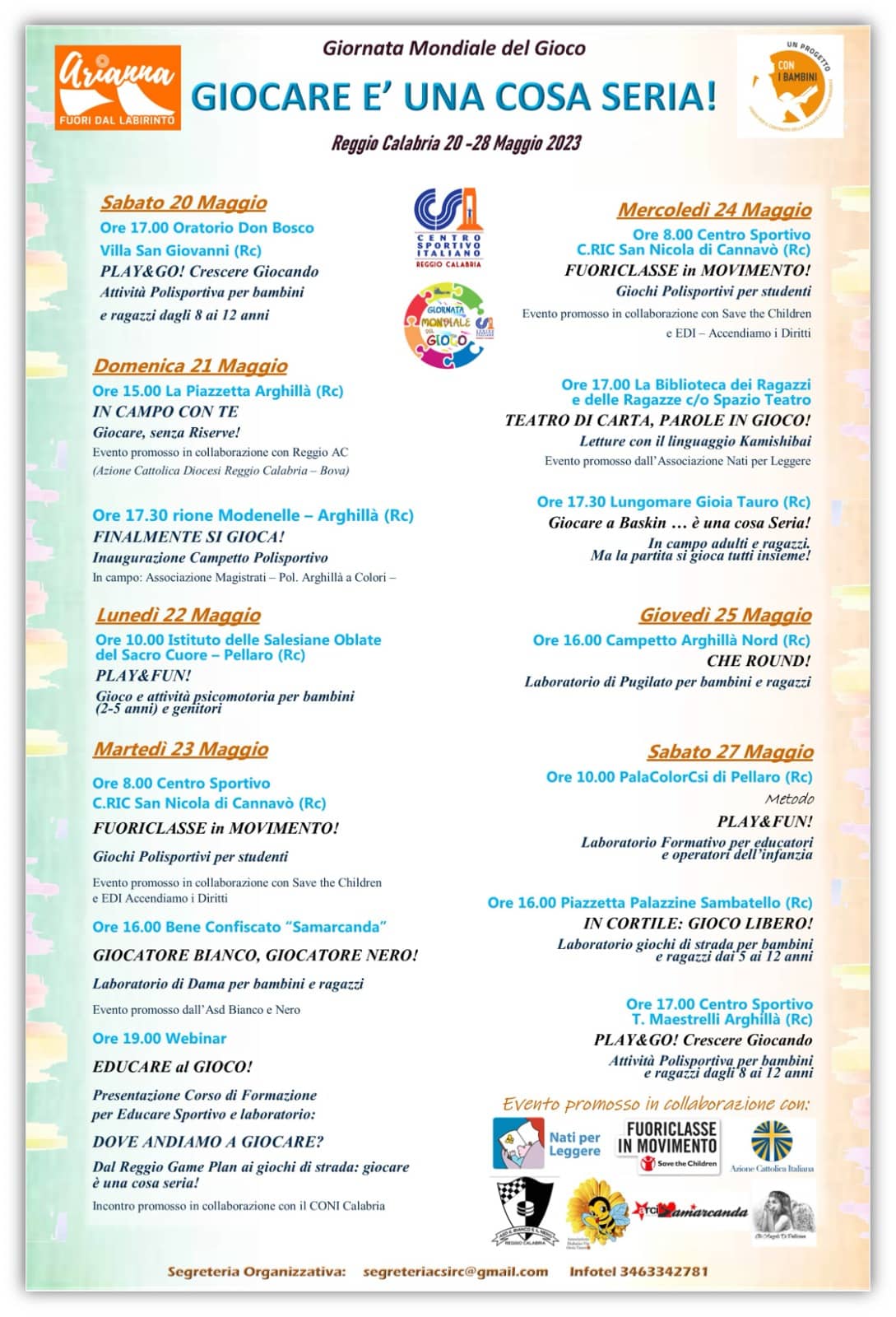 GIORNATA MONDIALE DEL GIOCO! In occasione della Giornata Mondiale del Gioco, a Reggio Calabria, il Festival: “IL GIOCO È UNA COSA SERIA!”.