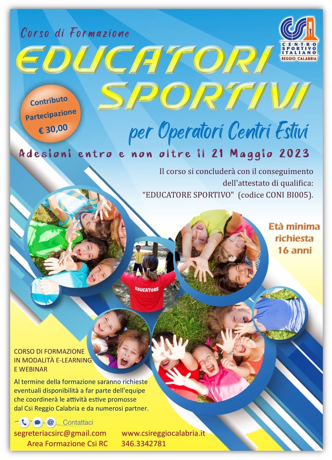 CORSO EDUCATORE SPORTIVO esperto CENTRI ESTIVI