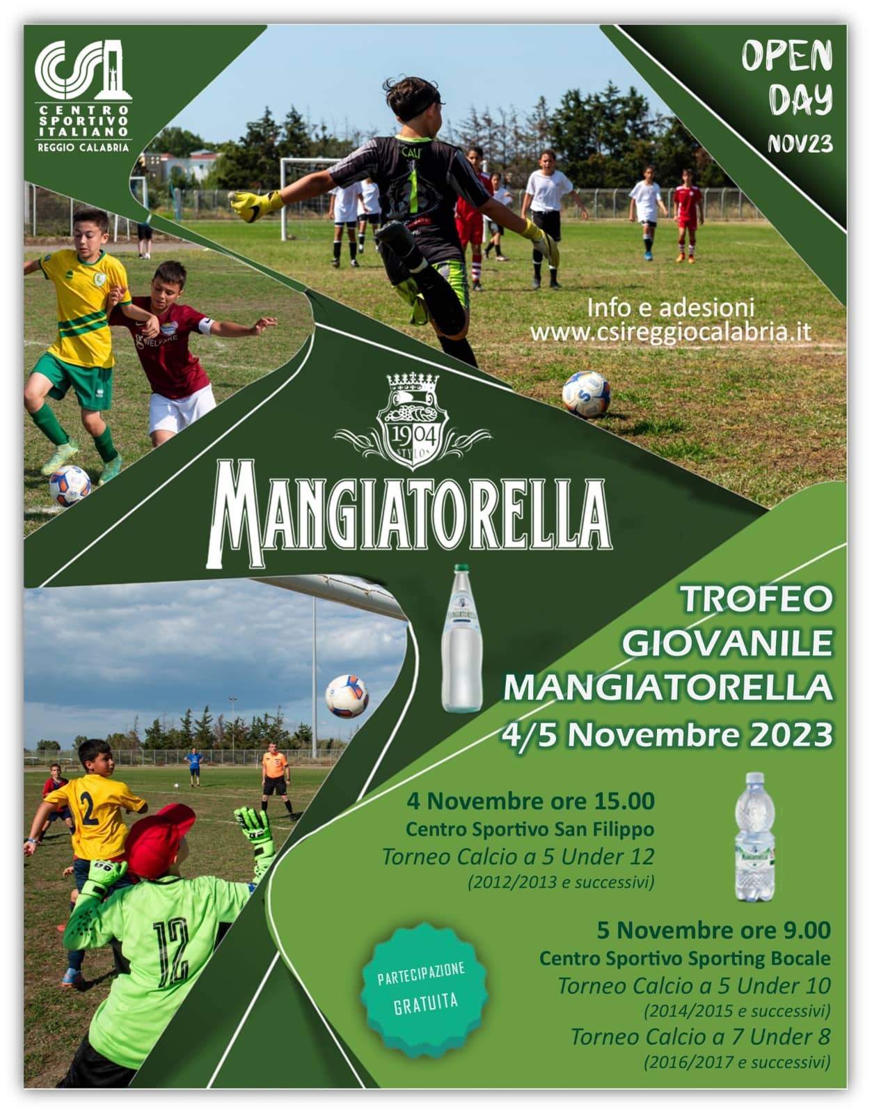 OPEN DAY TROFEO GIOVANILE MANGIATORELLA. Scarica la scheda d’iscrizione
