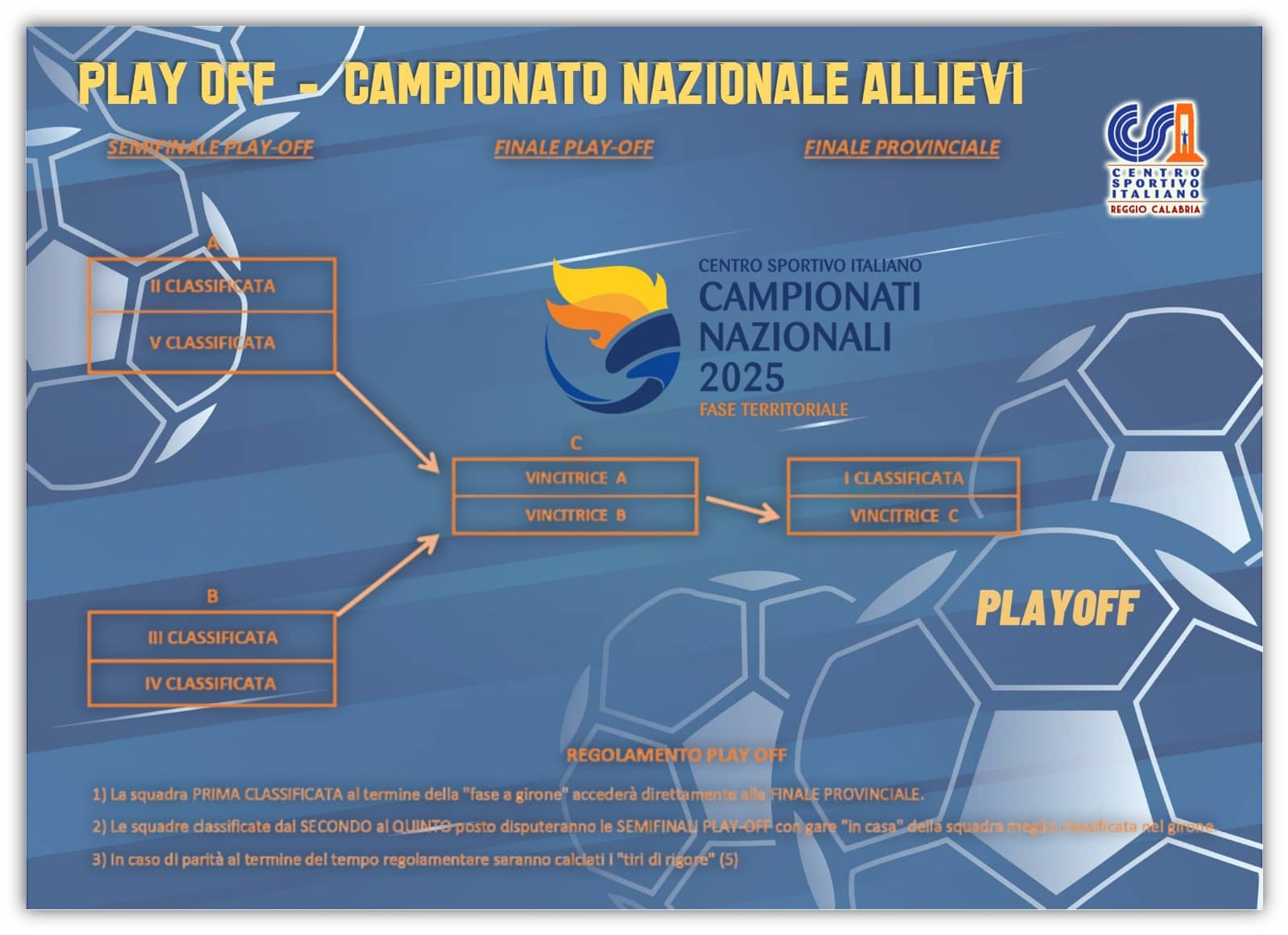 FORMULA PLAY OFF FASE PROVINCIALE CAMPIONATO NAZIONALE CALCIO A 5 ALLIEVI